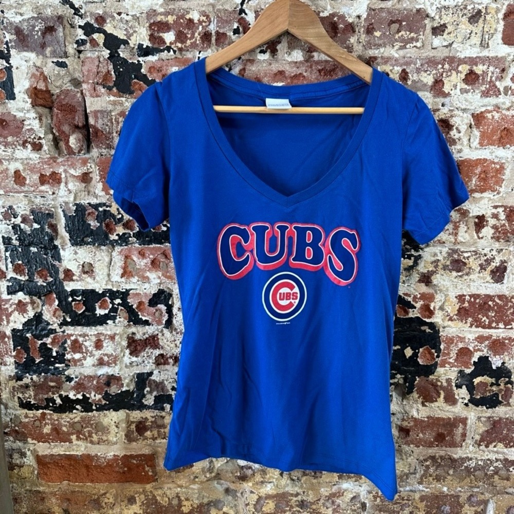 Genuine Merchandise Chicago Cubs Baseball MLB T-Shirt s/s Blue Tee Womens Small